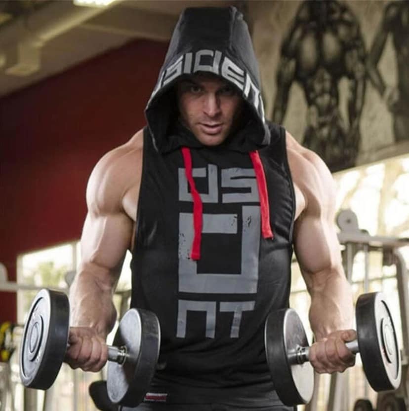 Hot Button Printed Gym Vest Hoodie Stringer for Men - Trendy and Functional Workout Apparel view 8