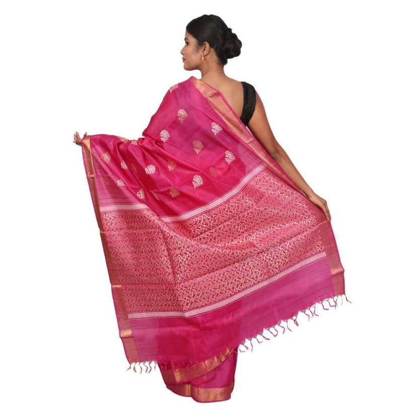 HANDLOOM KOSA SAREE WITH BLOUSE (SKU - 1ST105021221 SAREE- 252) view 4