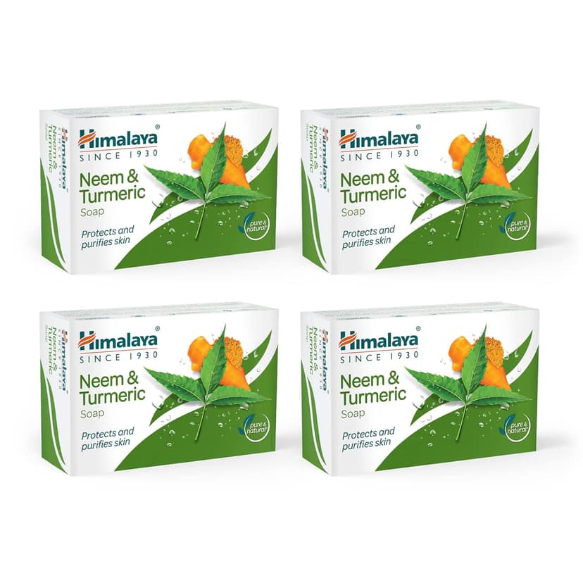 Himalaya Neem & Turmeric Bathing Soap, Cleanses & Purifies Skin, 75 G (Pack Of 4)