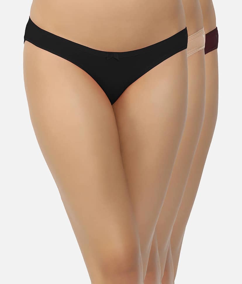 shyygl Pack of 3 Cotton Lycra Solid Women's Bikini ( Multicolor ) SL-901