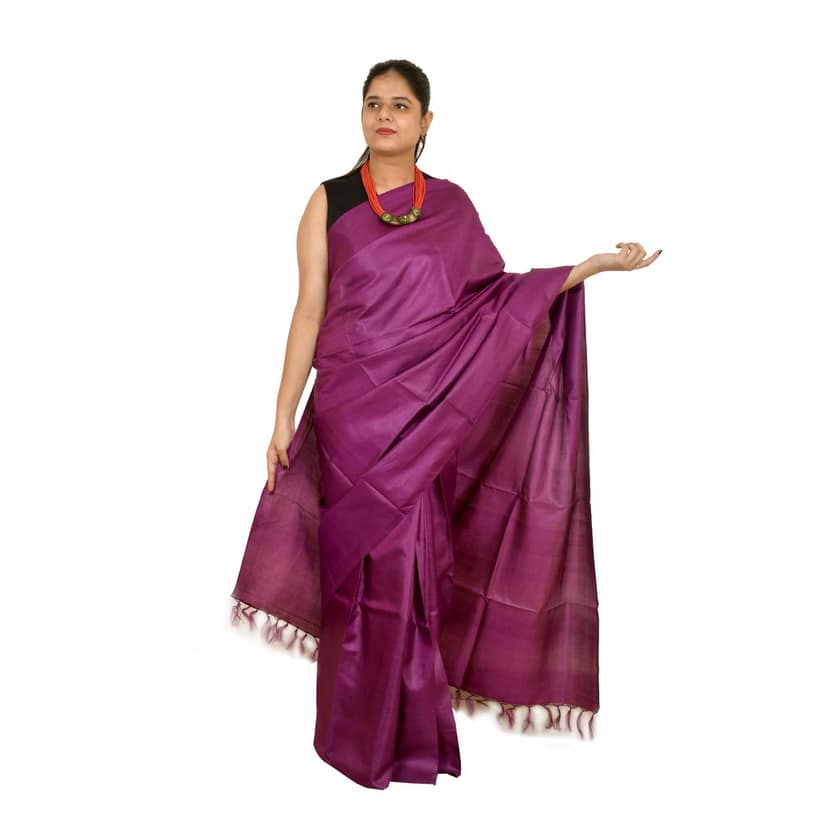 Tribes India Women's Tussar Silk Saree - 1STXSARCG00026 - M7 view 2