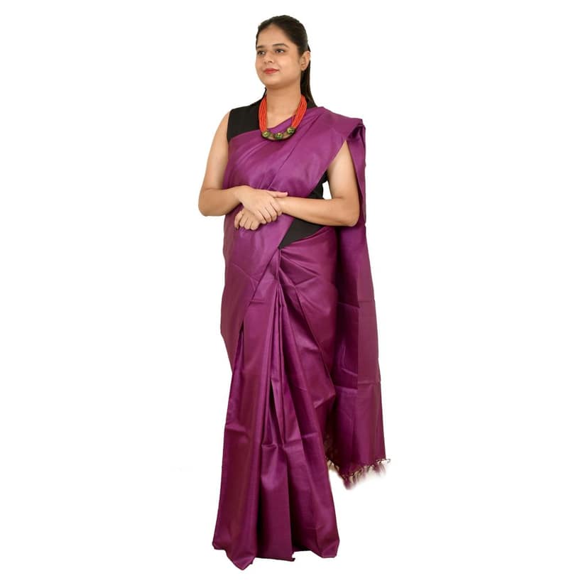 Tribes India Women's Tussar Silk Saree - 1STXSARCG00026 - M7 view 4