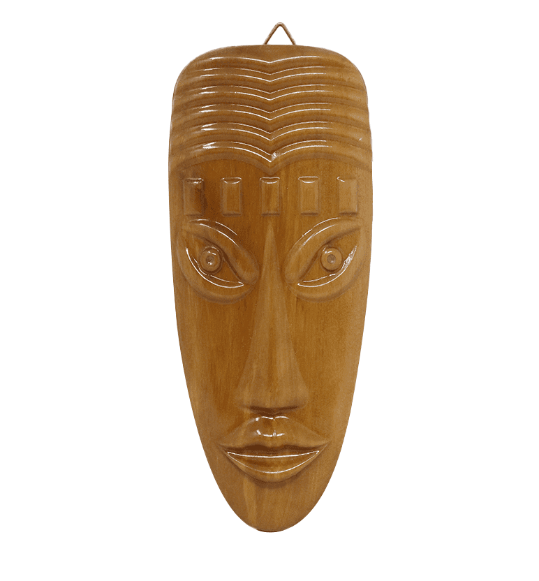 Hand-Carved Solid Teak Wood Tribal Face Mask Wall Hanging (Medium Size) view 2