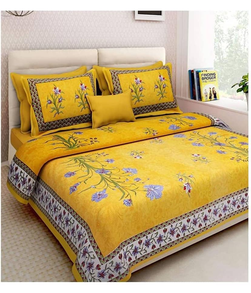 Jaipur Cotex Cotton Double Bedsheet ( Yellow )