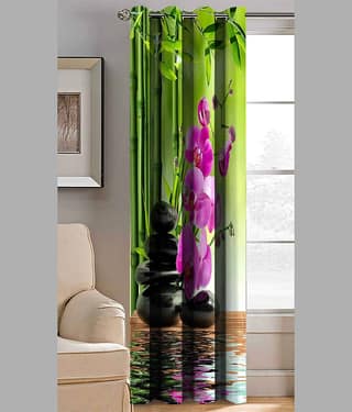 BELLA TRUE Abstract Printed Semi-Transparent Eyelet Curtain 9 ft ( Pack of 1 ) - Multicolor