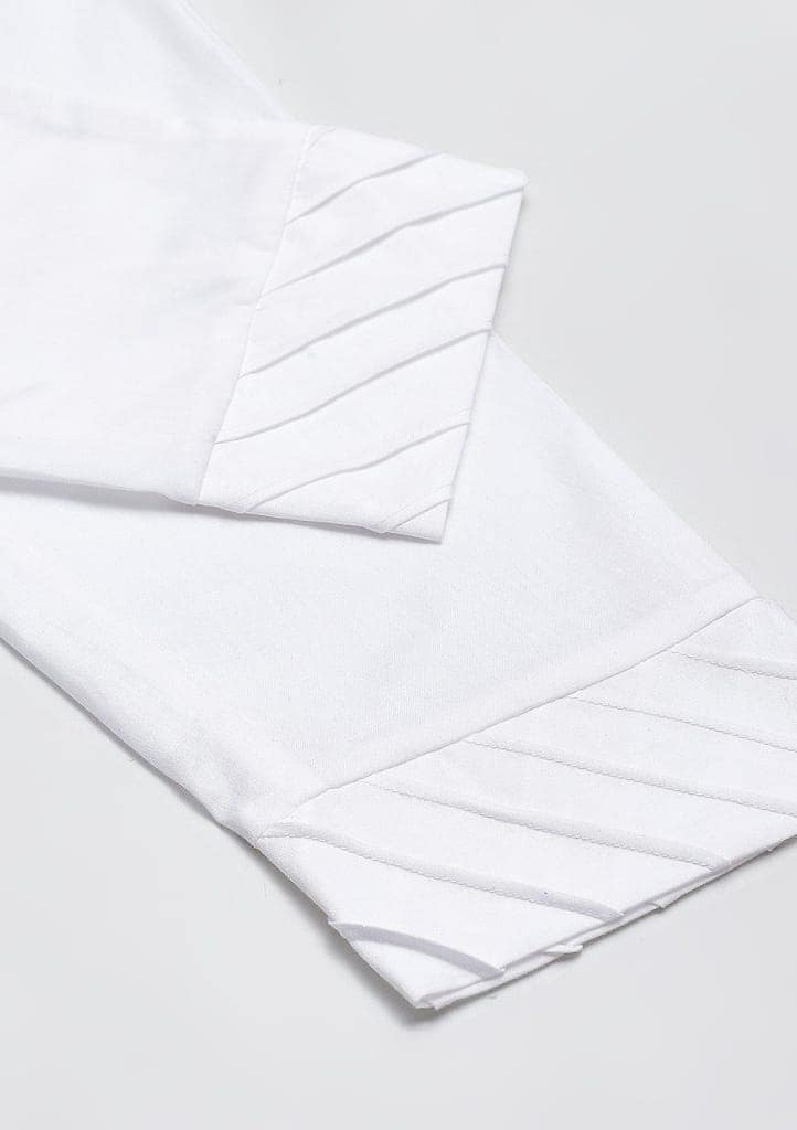 Cotton Solid Women's Pants - White view 2