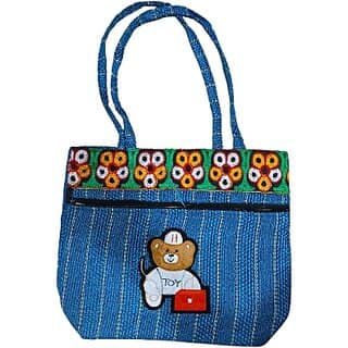 Blue Premium Beautifully Hand Crafted Multipurpose Jute Bag Multipurpose Bag For Women