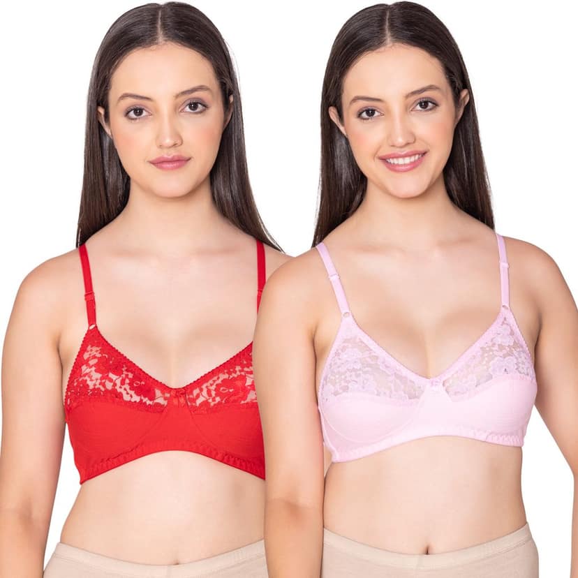 Bodycare polycotton wirefree adjustable straps designer net cup non padded bra-1535BB