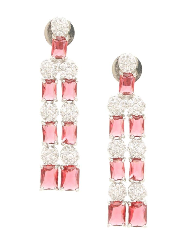 White Rhodium Plated Red AD studded Double layered Designer Jewellery Set view 4
