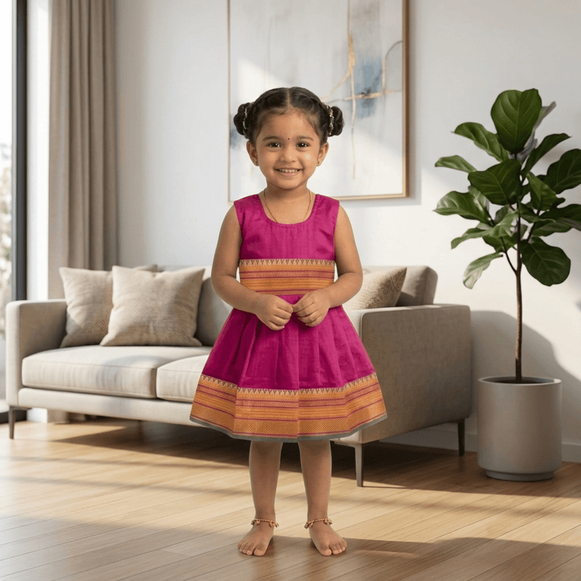 Mom and Me Baby Girls Summer Frock Dress (0–5 Years) | Soft Acrylic Cotton with Pure Cotton Lining | Sleeveless Round Neck | Lightweight & Breathable (in, Age, 4 Years, 5 Years, Regular, Pink) view 3