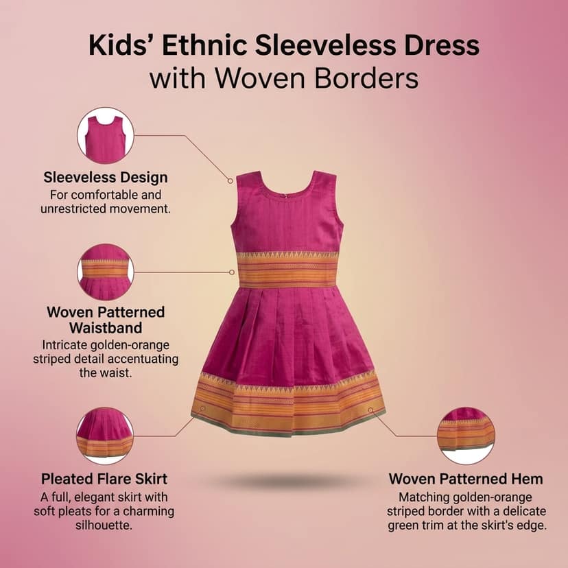 Mom and Me Baby Girls Summer Frock Dress (0–5 Years) | Soft Acrylic Cotton with Pure Cotton Lining | Sleeveless Round Neck | Lightweight & Breathable (in, Age, 4 Years, 5 Years, Regular, Pink) view 4