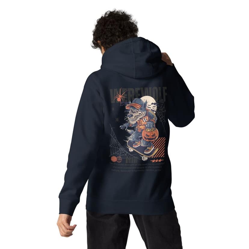 Clothikoo Premium Wolf Printed Edition Hoodie (400 GSM, Navy Blue Colour) view 4