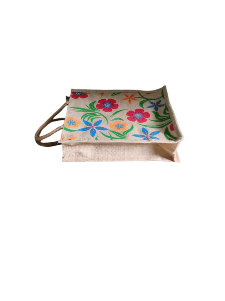 Floral Printed Jute Bag view 2