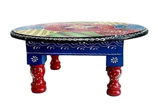 Kusum Art and Crafts Wooden hanipainted Bajot with Polish and Brass Fitted (12x12x6, Multicolour-A) view 2