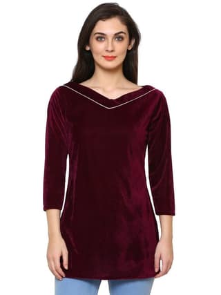 Klamotten Women's Velvet full Sleeves Top WD6J
