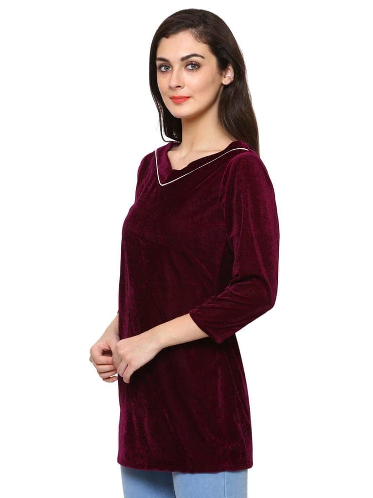 Klamotten Women's Velvet full Sleeves Top WD6J view 3
