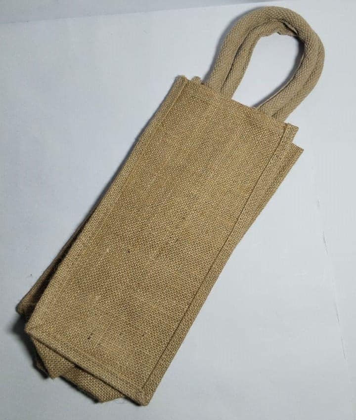 Natural Jute Bottle Bag with Cotton Drawstring view 2