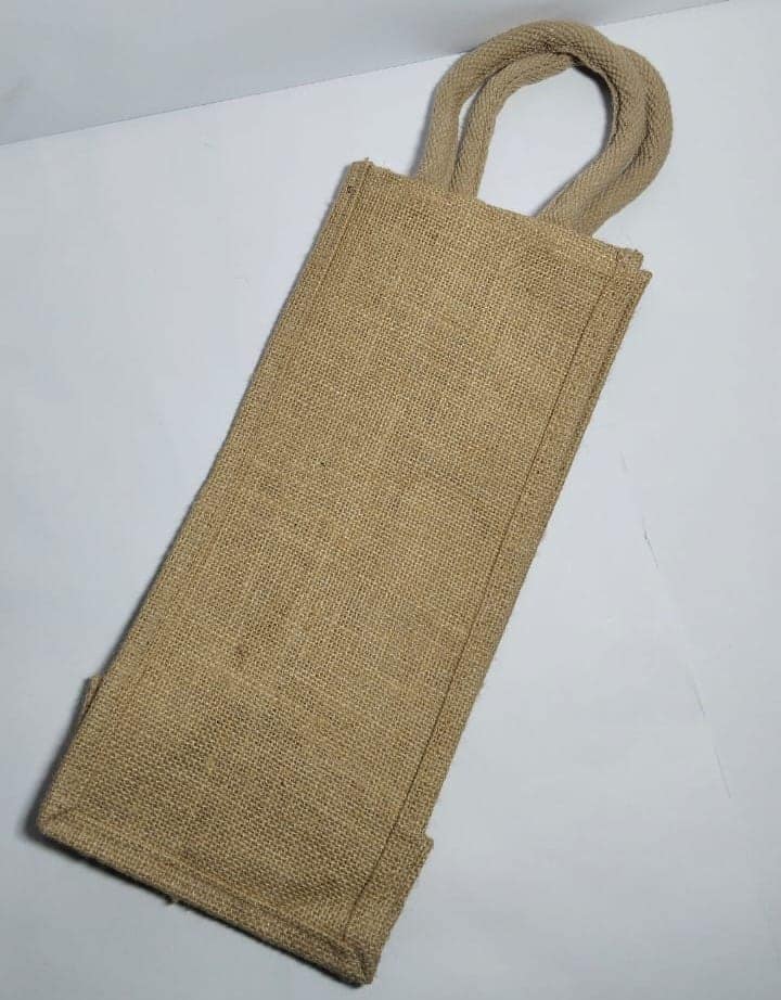 Natural Jute Bottle Bag with Cotton Drawstring view 3