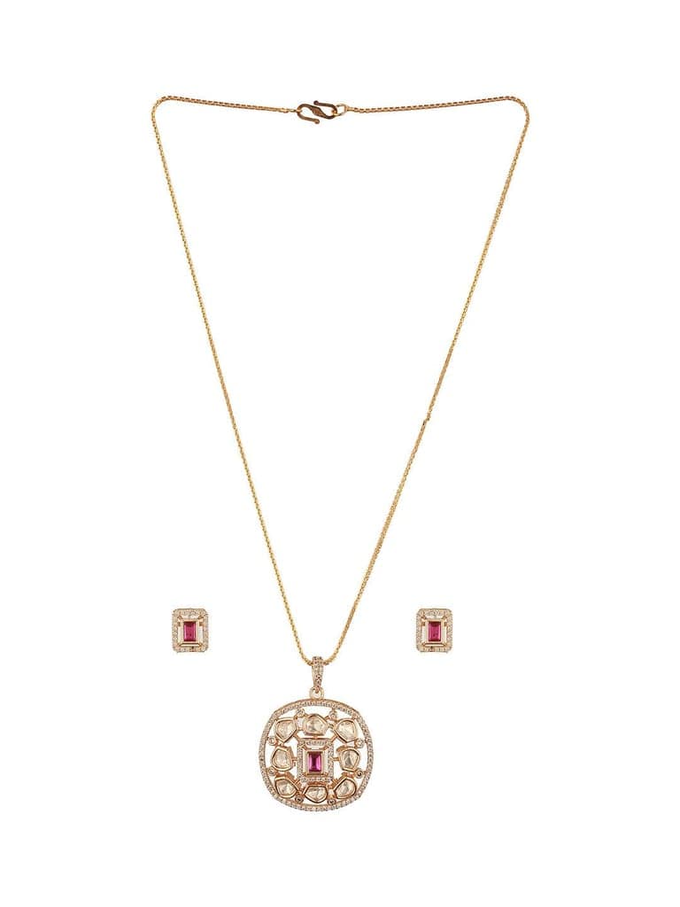 Gold Plated Ruby Red Kundan Studded Designer Locket Pendant Jewellery Set view 8