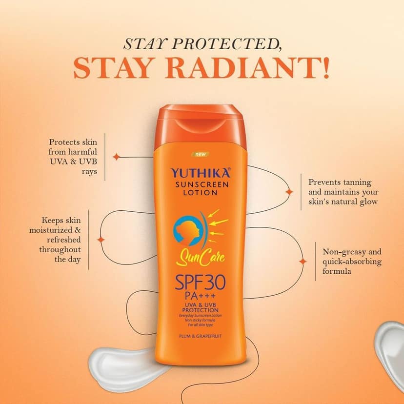Yuthika Sunscreen Lotion SPF 30 PA+++ with UVA & UVB Protection, Sun Cream for All Skin Types - 100ml view 7