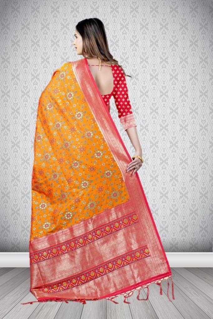 Patola Silk Saree Orange view 2