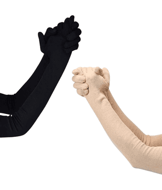 THRIFTKART Black,Beige Women's UV Protection Gloves ( Pack of 2 )