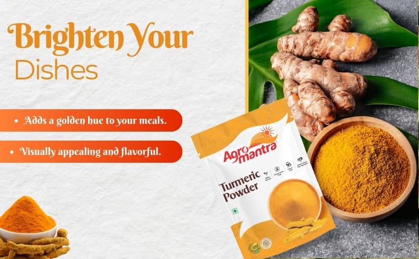 Agro Mantra Turmeric Powder 500g | Without Preservatives & Artificial Colour | Hand-Picked Natural Sources | Vibrant Golden Hue | Essential Indian Spice for Curries, Biryanis & Marinades view 7