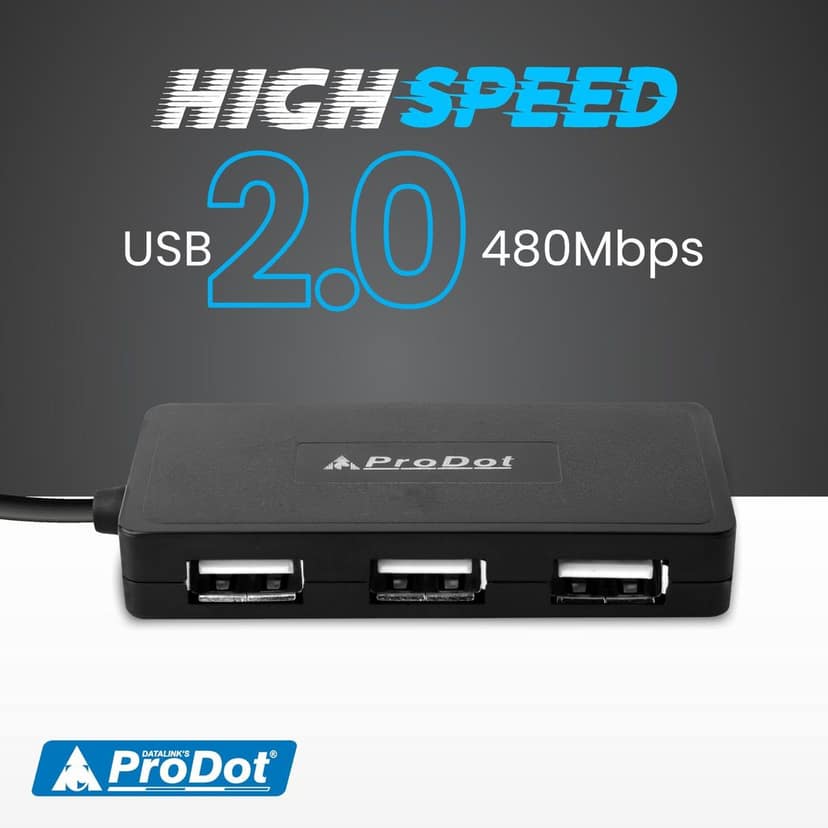 ProDot 4 Port USB 2.0 Hub with Hi-Speed Data Transfer, LED Indication & Micro USB Port for Additional Power view 3
