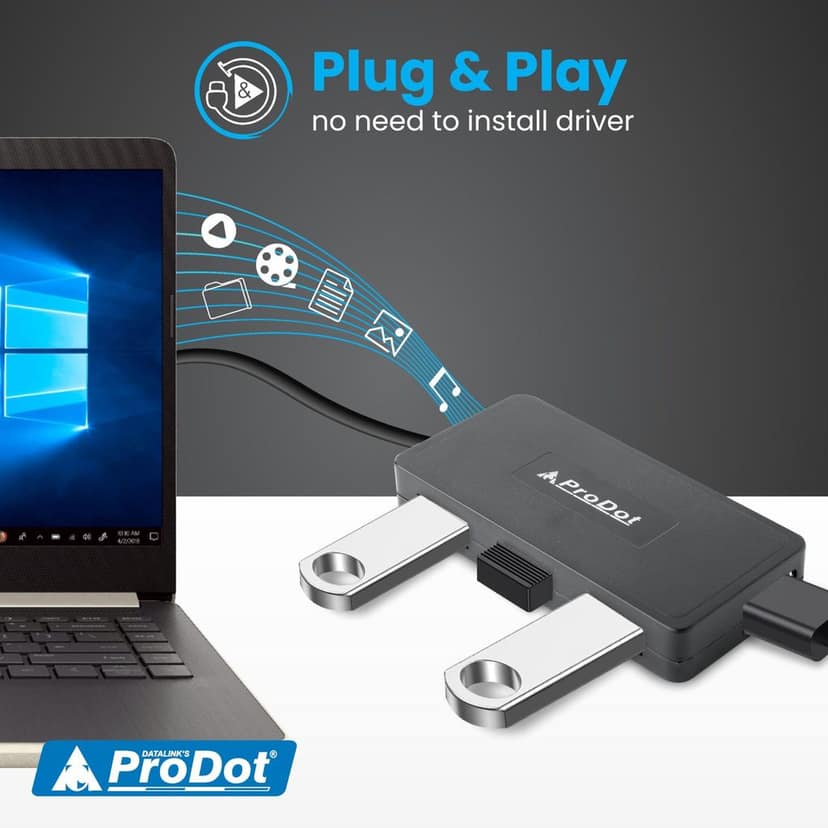ProDot 4 Port USB 2.0 Hub with Hi-Speed Data Transfer, LED Indication & Micro USB Port for Additional Power view 5