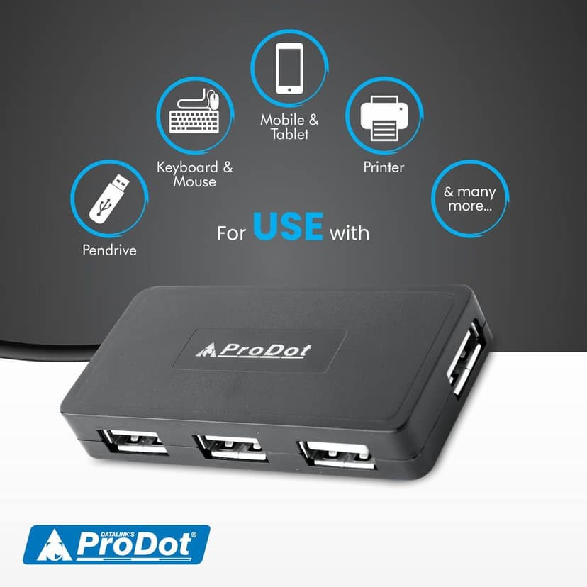 ProDot 4 Port USB 2.0 Hub with Hi-Speed Data Transfer, LED Indication & Micro USB Port for Additional Power view 8