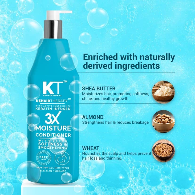 KT Professional 3X Moisture Conditioner – 1000ml, Deep Hydration & Keratin-Infused view 4