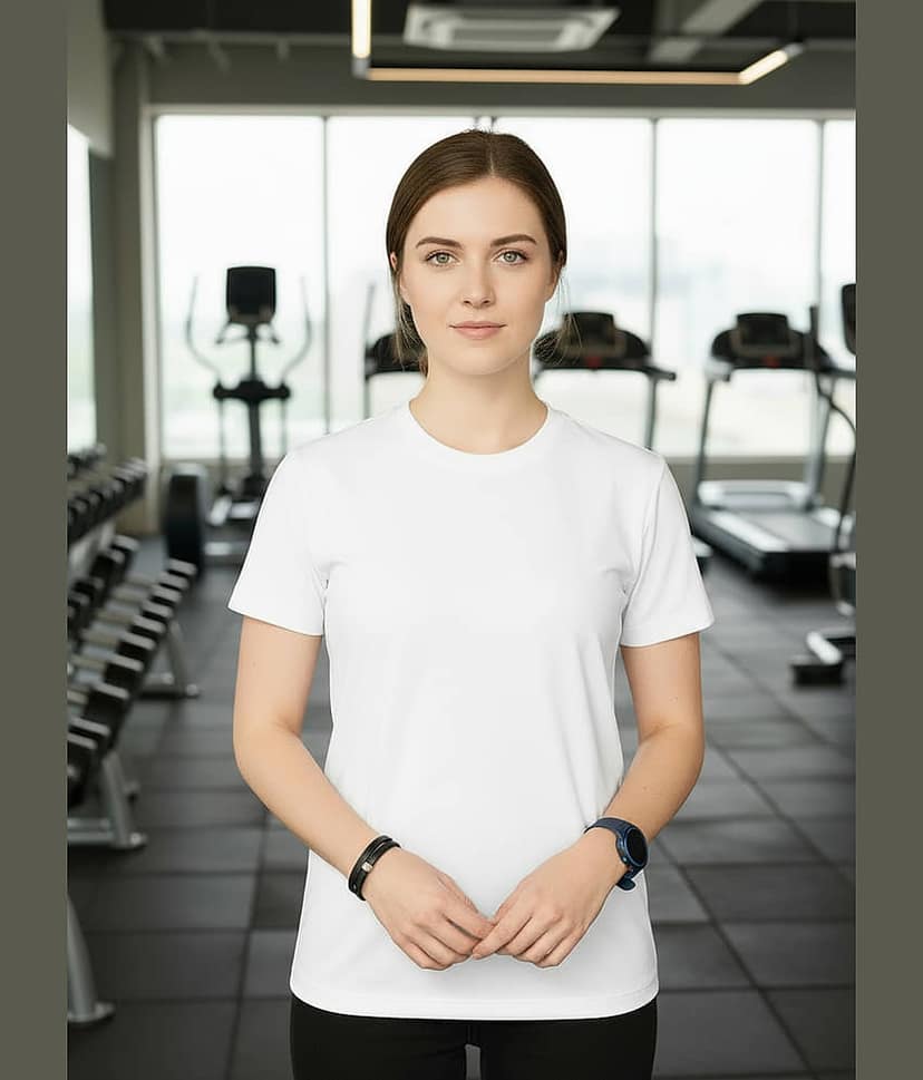 ANAND. Women Lycra Solid Regular Fit Round Neck T-Shirt ( White )