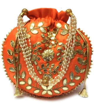Apratim Orange Silk Potli