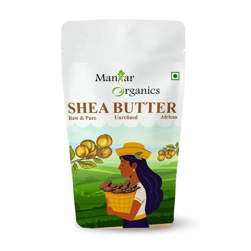 ManHar Organics African Raw Shea Butter 500gm Unrefined Organic for Stretch Marks, Face Moisturiser, Hair Lotion, Lip Balms (Shea Butter, 500gm) (Shea Butter, 500gm)