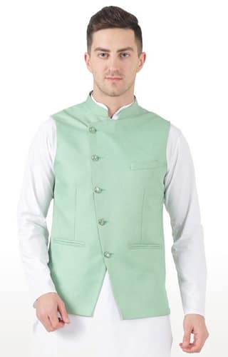 Tahvo Green Angrakha Nehru Jacket