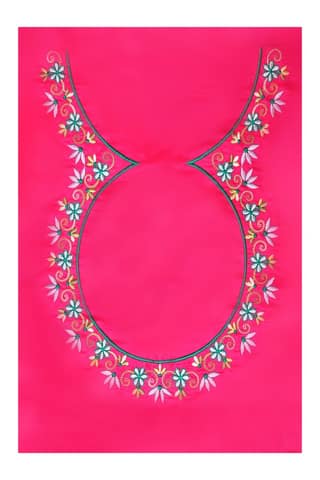 Punch Pink embroidered blouse - Un Stiched Blouse - 1 Meter