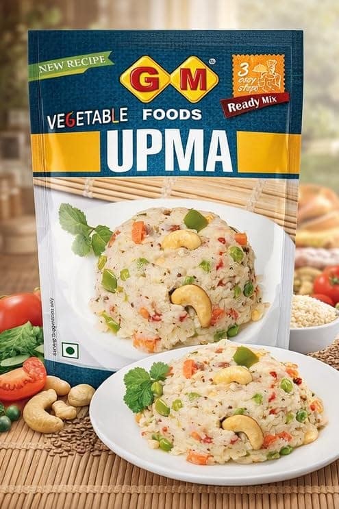 GM Foods Vegetable Upma Mix 400g (Pack Of 3) | Authentic Indian Flavor | Roasted & Seasoned Semolina | Ready To Cook Breakfast | Instant Rava Upma | No Added Colours & Preservatives view 3