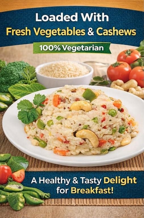 GM Foods Vegetable Upma Mix 400g (Pack Of 3) | Authentic Indian Flavor | Roasted & Seasoned Semolina | Ready To Cook Breakfast | Instant Rava Upma | No Added Colours & Preservatives view 5