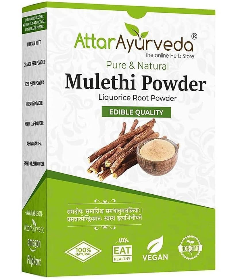 Attar Ayurveda Pure & Natural Mulethi Powder For Skin Whitening, (200gm)