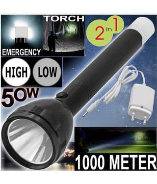 Jm - 50W Rechargeable Flashlight Torch (Pack of 1)
