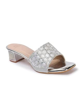 Carlton London Women Stylish Fashion Embellished Ethnic Sandals for Outdoor (Silver)