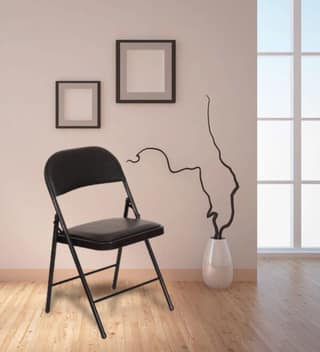 Eros Furniture Metal Folding Chair with Cushioned Seat in Elegant Green Shade