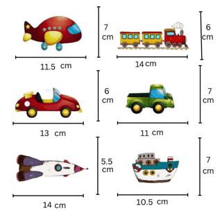 Set of 6 Colorful Magnetic Wooden Vehicles for Toddlers - Airplane, Train, Car, Truck, Rocket, and Boat"