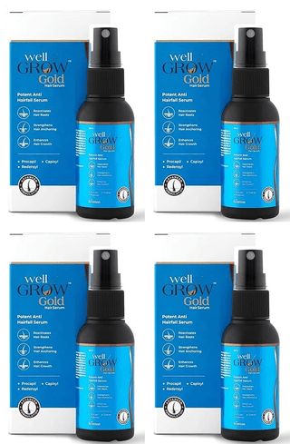 Brinton WellGrow Gold Hair Growth Serum with Redensyl Capixyl & Procapil for Hair Fall Control & Repair | Strengthens & Enhances Hair Growth 30 ml x Pack of 4