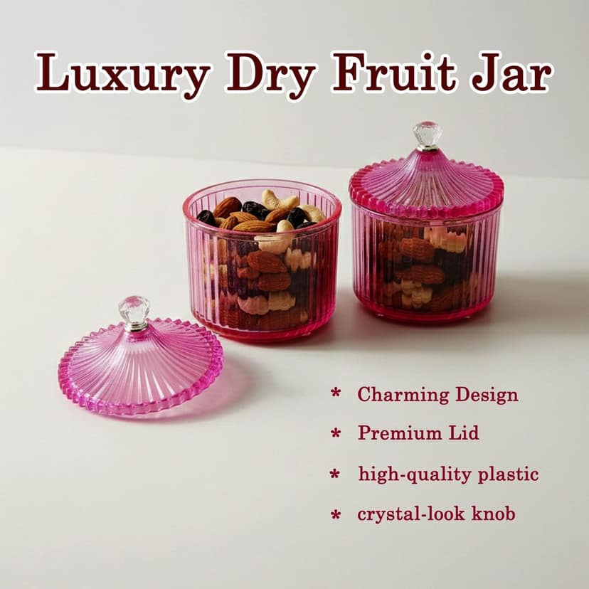 Dry Fruit Storage Jars – Luxury Transparent Plastic Set of 2 view 3