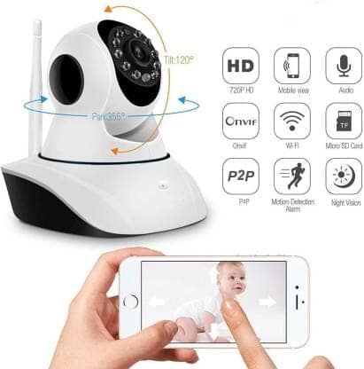 CCTV 1080p Wireless Camera WiFi Mobile 360°Live Alarm TwoWay Audio Night Vision Security Camera (256 GB, 1 Channel) view 3