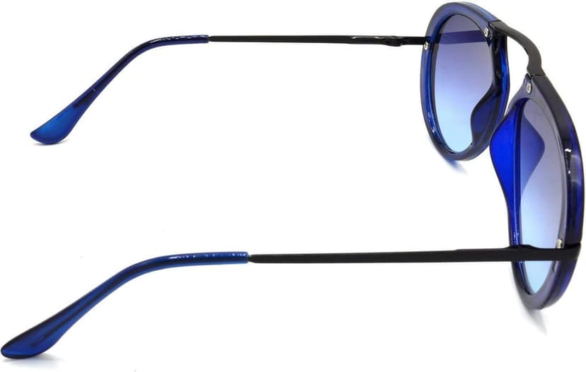 HRINKAR Unisex Round Sunglasses Multicolor & Grey Frame, Blue & Clear Lens (Medium) - Pack of 2 view 5