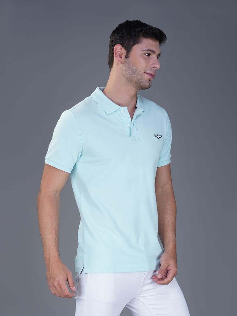 Solid Polo Shirt - BLEASHED AQUA view 5