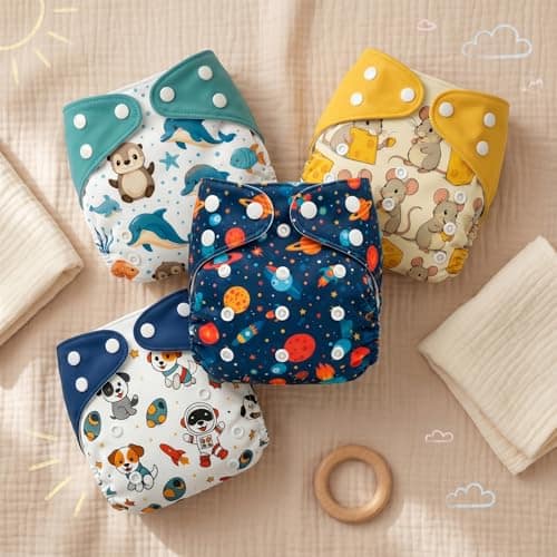 Blushbaby Cloth Diapers for Babies 4 Reusable Diaper Pants with 4 Free Inserts for 3 Months - 3 Years | Washable Dry Feel Pads | Waterproof | Leak Proof | Quick Dry | Adjustable Free Size | Eco Friendly Blushbaby Cloth Diapers for Babies 4 Reusable Diape view 2