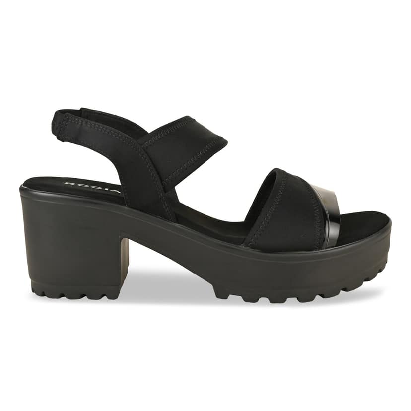 Black Women High Lycra Platform Sandals